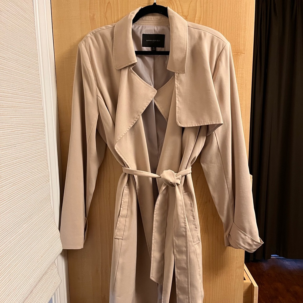 Banana Republic NWOT Soft Khaki Trench Coat Jacket Size XL